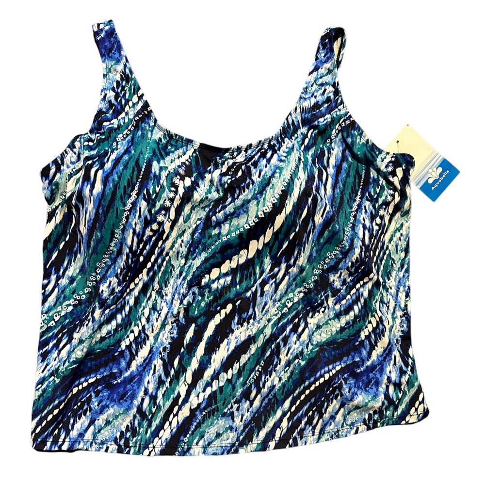 Aquabelle swimsuits for all blue print tankini swimsuit top size 24